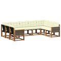 Outdoor-Sofagarnitur mit Kissen 9 pcs Natur und Creme