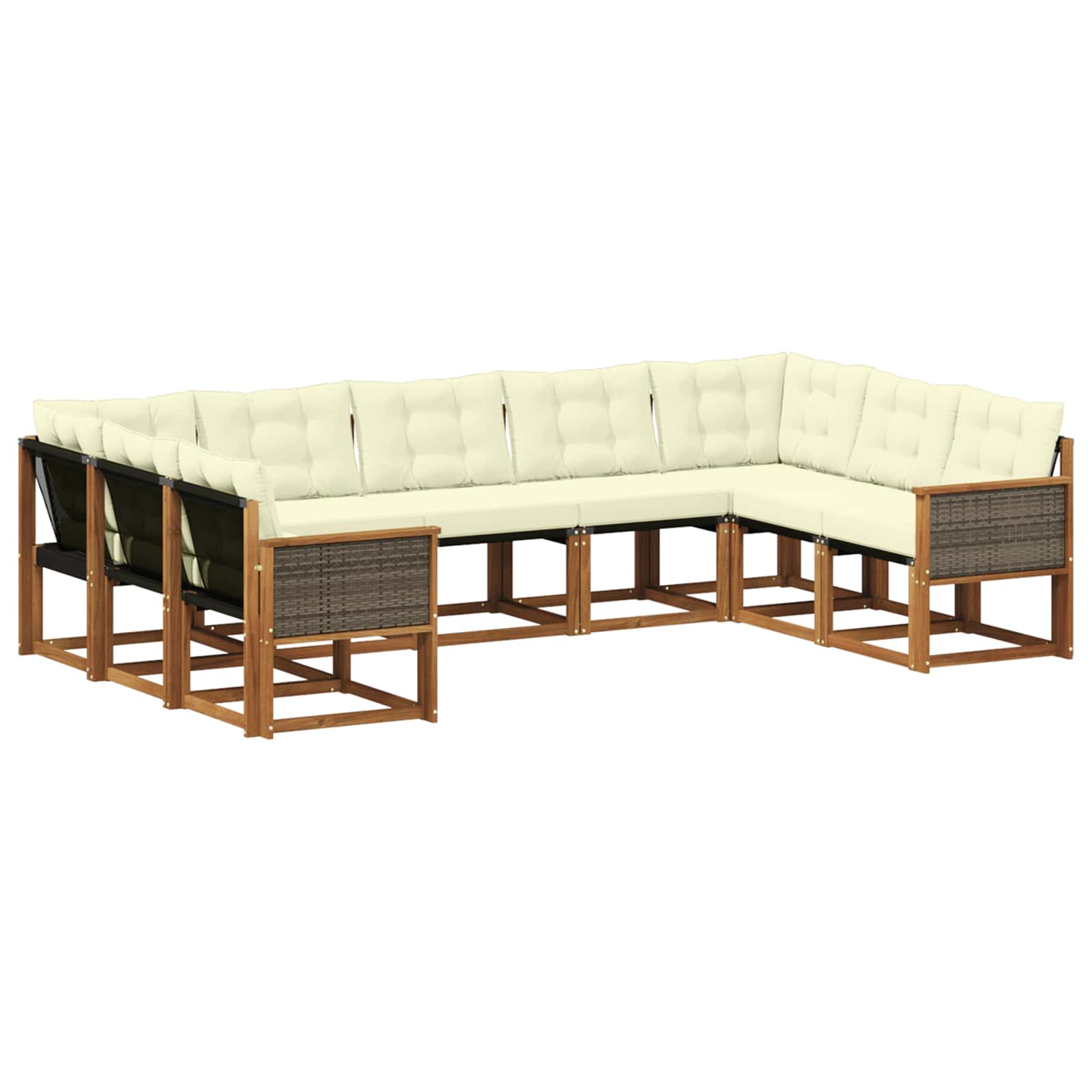 Outdoor-Sofagarnitur mit Kissen 9 pcs Natur und Creme