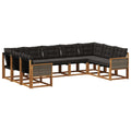Outdoor-Sofagarnitur mit Kissen 9 pcs Natürlich und Schwarz