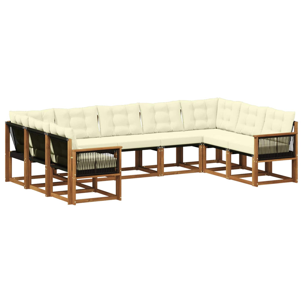 Outdoor-Sofagarnitur mit Kissen 9 pcs Natur und Creme