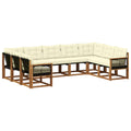 Outdoor-Sofagarnitur mit Kissen 9 pcs Natur und Creme