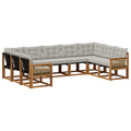 Outdoor-Sofagarnitur mit Kissen 9 pcs Natürlich und Hellgrau