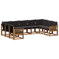 Outdoor-Sofagarnitur mit Kissen 9 pcs Natürlich und Schwarz