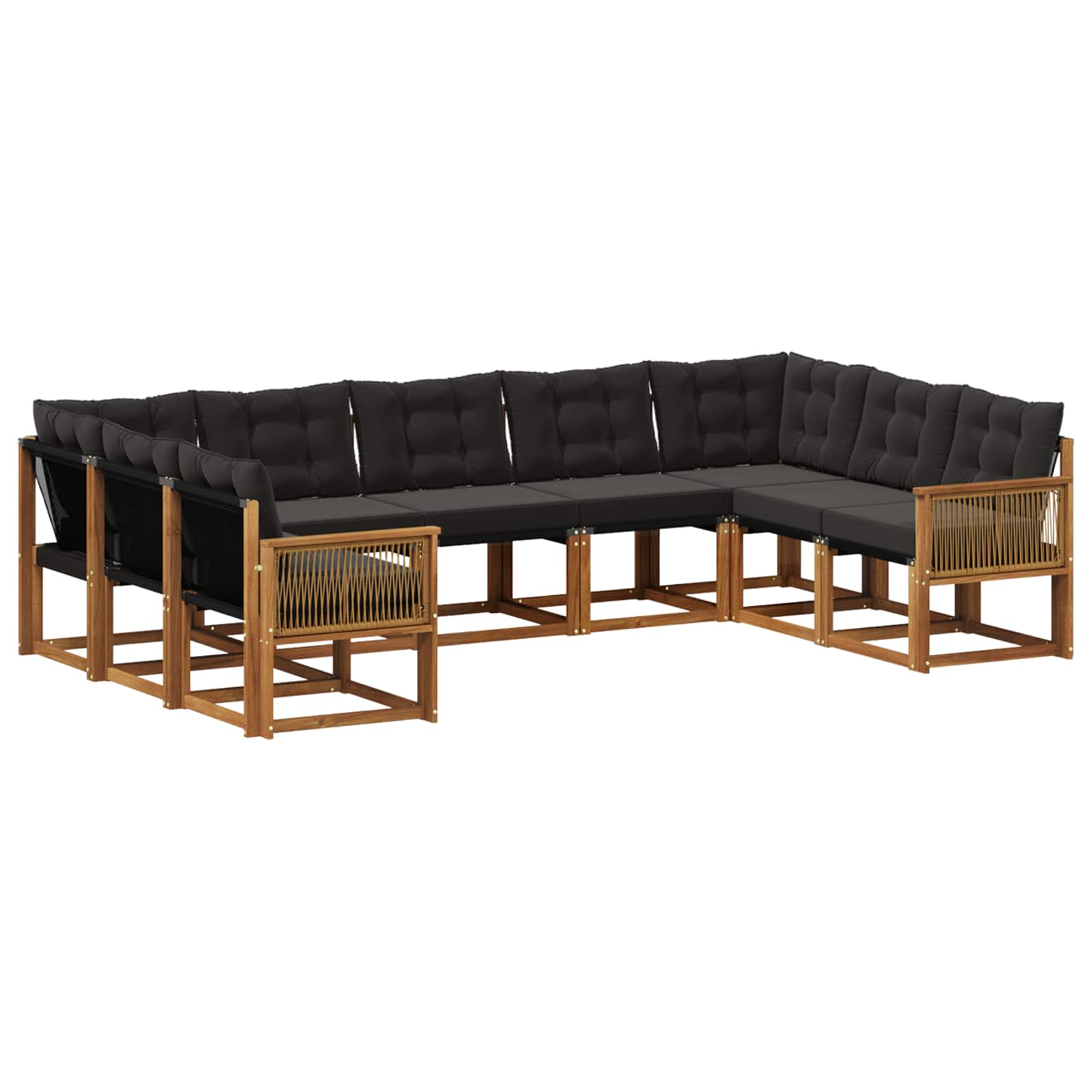 Outdoor-Sofagarnitur mit Kissen 9 pcs Natürlich und Schwarz