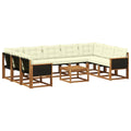 Outdoor-Sofagarnitur mit Kissen 10 pcs Natur und Creme