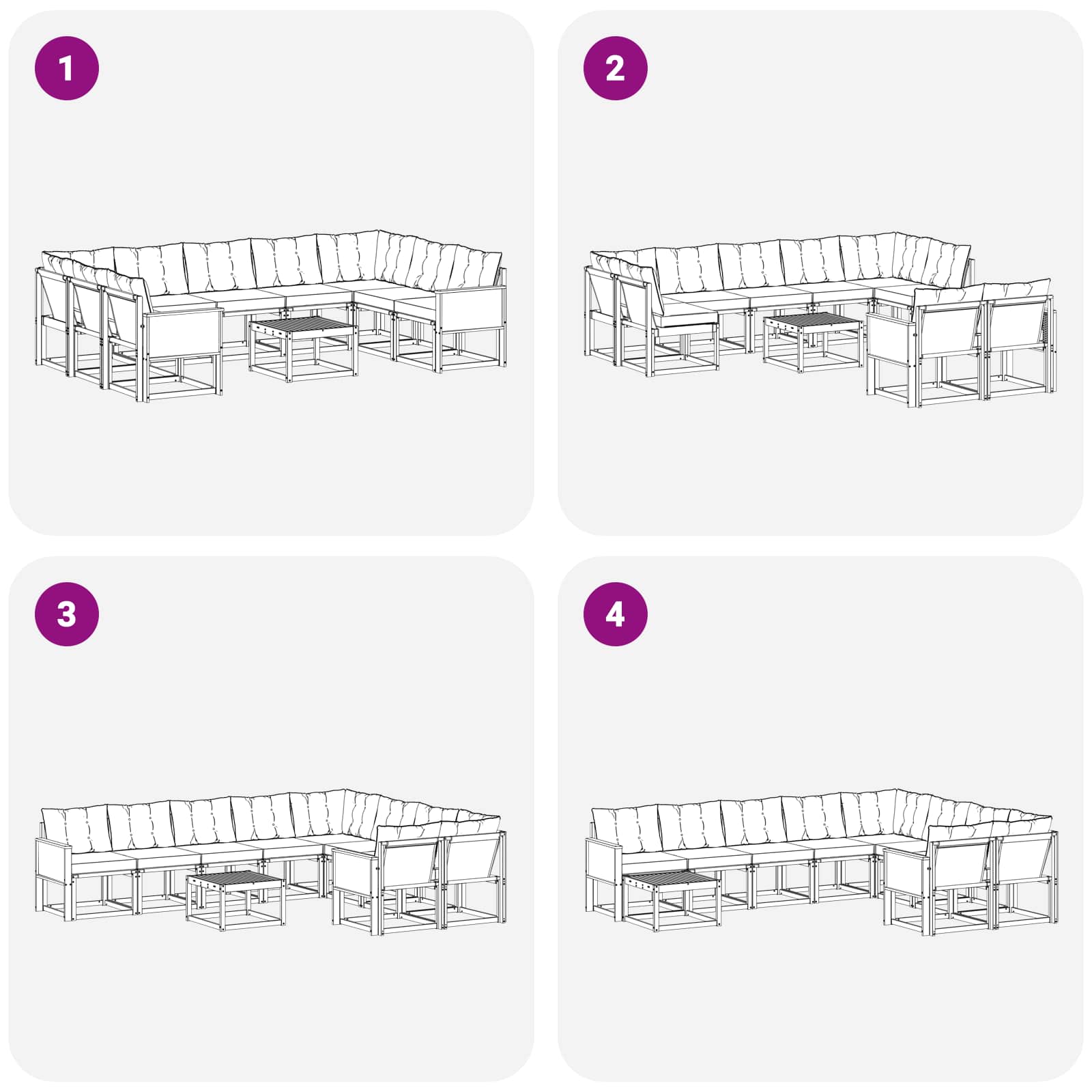 Outdoor-Sofagarnitur mit Kissen 10 pcs Natürlich und Schwarz