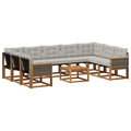 Outdoor-Sofagarnitur mit Kissen 10 pcs Natur und Hellgrau