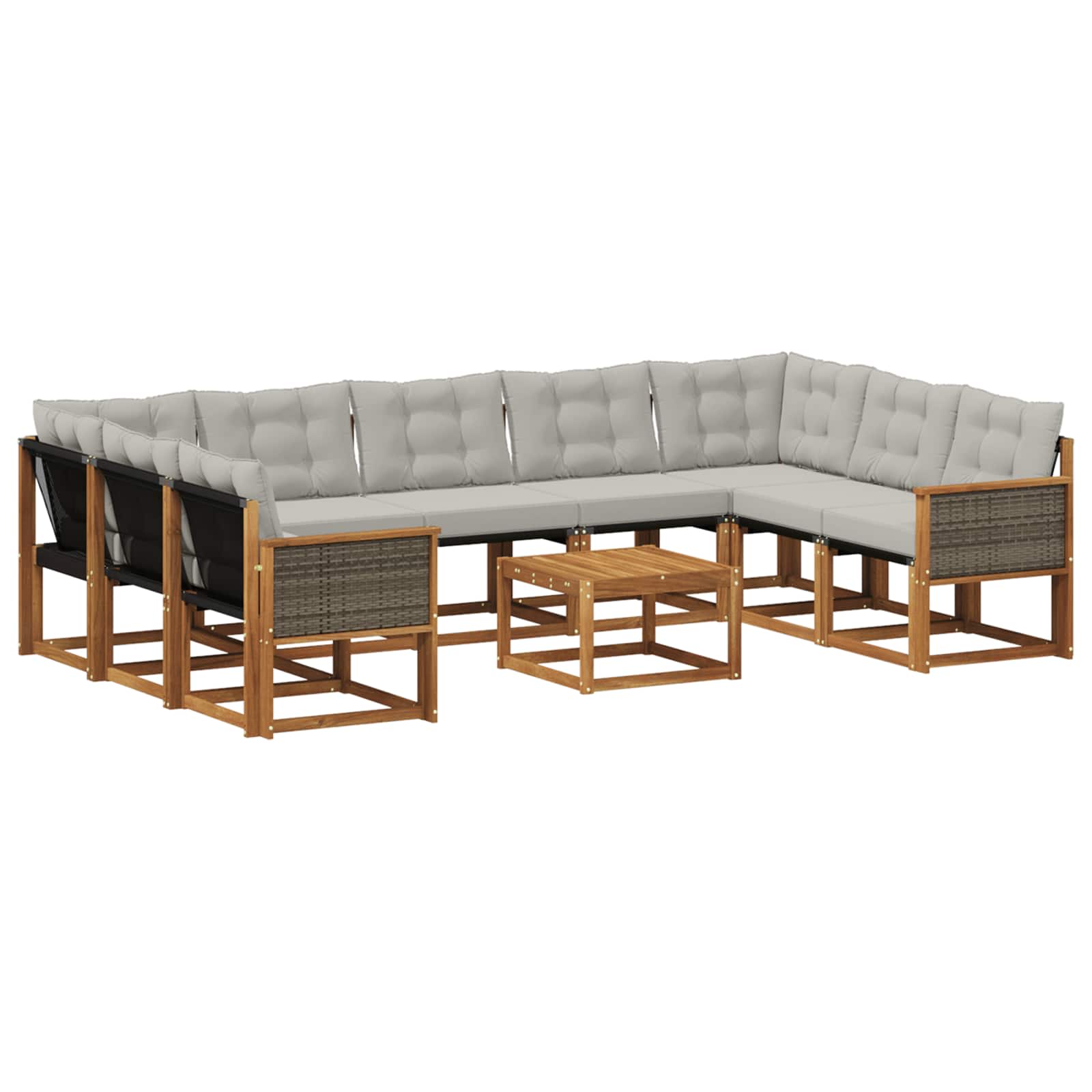 Outdoor-Sofagarnitur mit Kissen 10 pcs Natur und Hellgrau