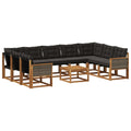 Outdoor-Sofagarnitur mit Kissen 10 pcs Natürlich und Schwarz