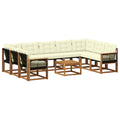 Outdoor-Sofagarnitur mit Kissen 10 pcs Natur und Creme