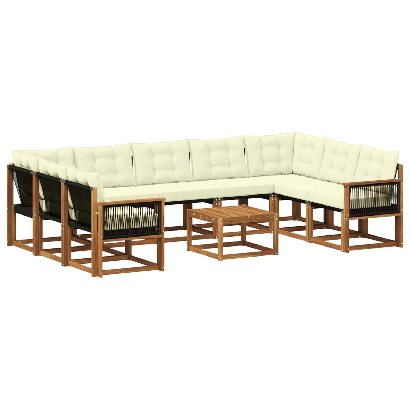Outdoor-Sofagarnitur mit Kissen 10 pcs Natur und Creme