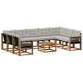 Outdoor-Sofagarnitur mit Kissen 10 pcs Natur und Hellgrau