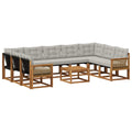 Outdoor-Sofagarnitur mit Kissen 10 pcs Natürlich und Hellgrau