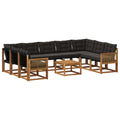 Outdoor-Sofagarnitur mit Kissen 10 pcs Natürlich und Schwarz