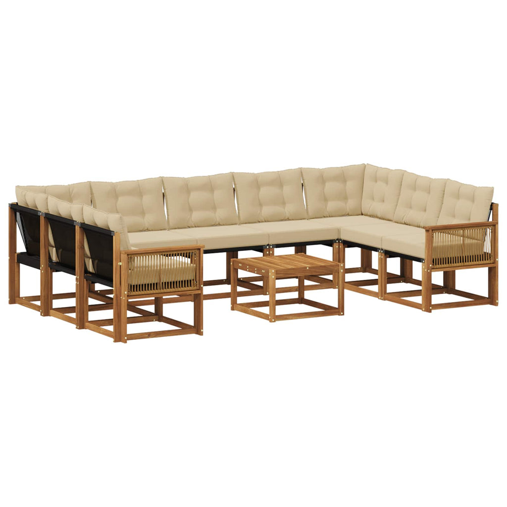 Outdoor-Sofagarnitur mit Kissen 10 pcs Natur und Beige