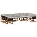 Outdoor-Sofagarnitur mit Kissen 10 pcs Natur und Hellgrau