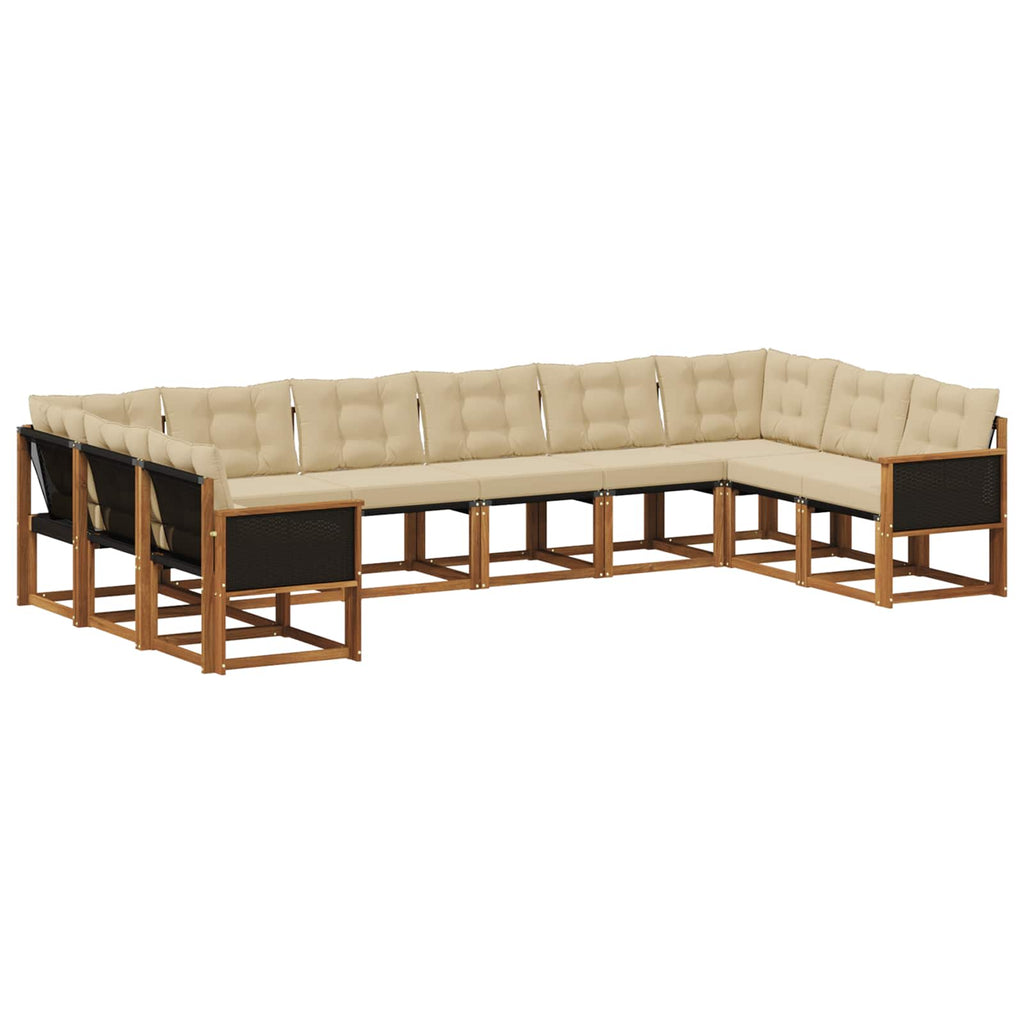Outdoor-Sofagarnitur mit Kissen 10 pcs Natur und Beige