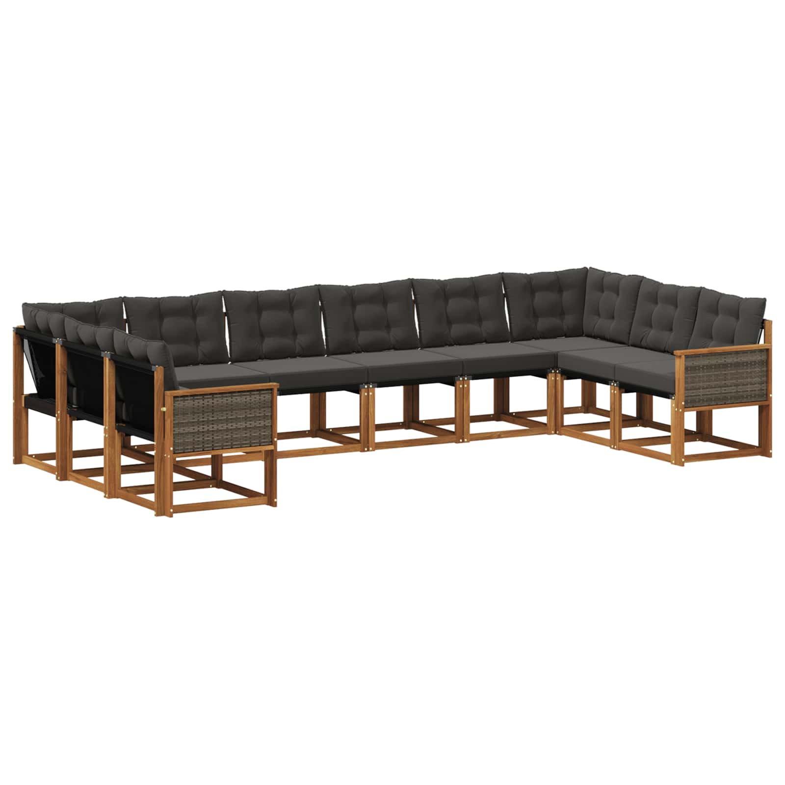 Outdoor-Sofagarnitur mit Kissen 10 pcs Natürlich und Schwarz