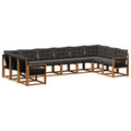 Outdoor-Sofagarnitur mit Kissen 10 pcs Natürlich und Schwarz