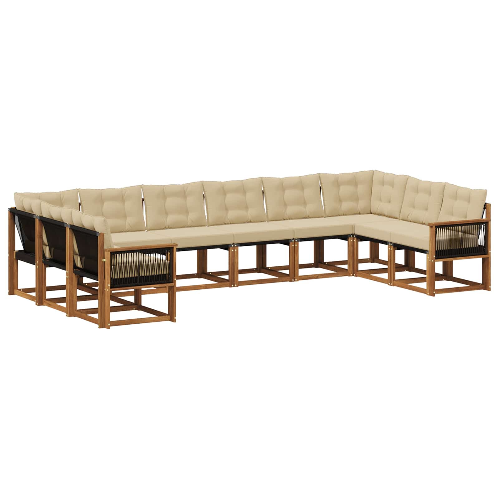 Outdoor-Sofagarnitur mit Kissen 10 pcs Natur und Beige