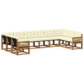 Outdoor-Sofagarnitur mit Kissen 10 pcs Natur und Creme