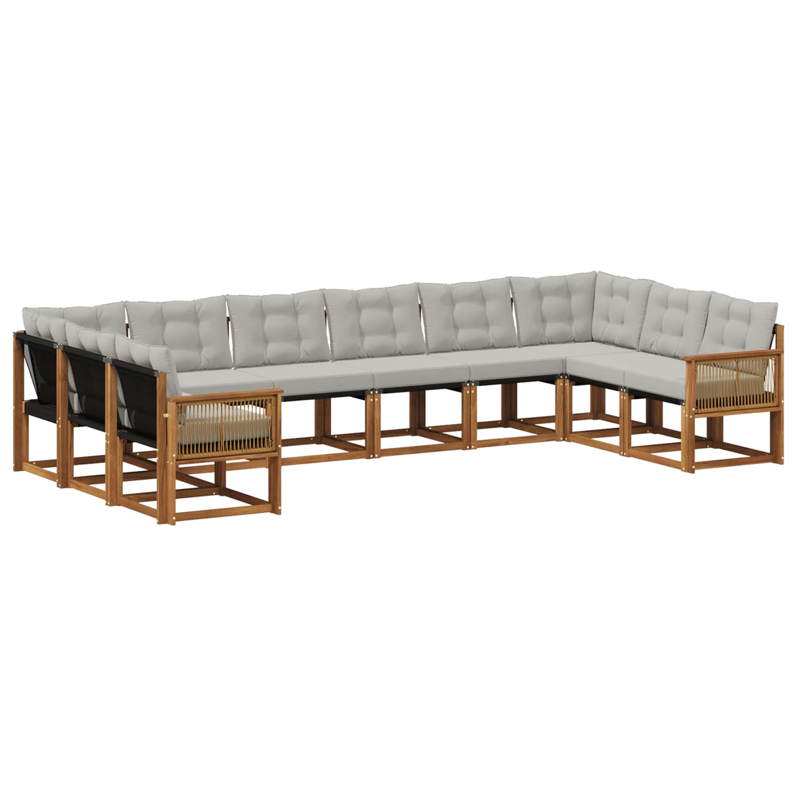 Outdoor-Sofagarnitur mit Kissen 10 pcs Natürlich und Hellgrau