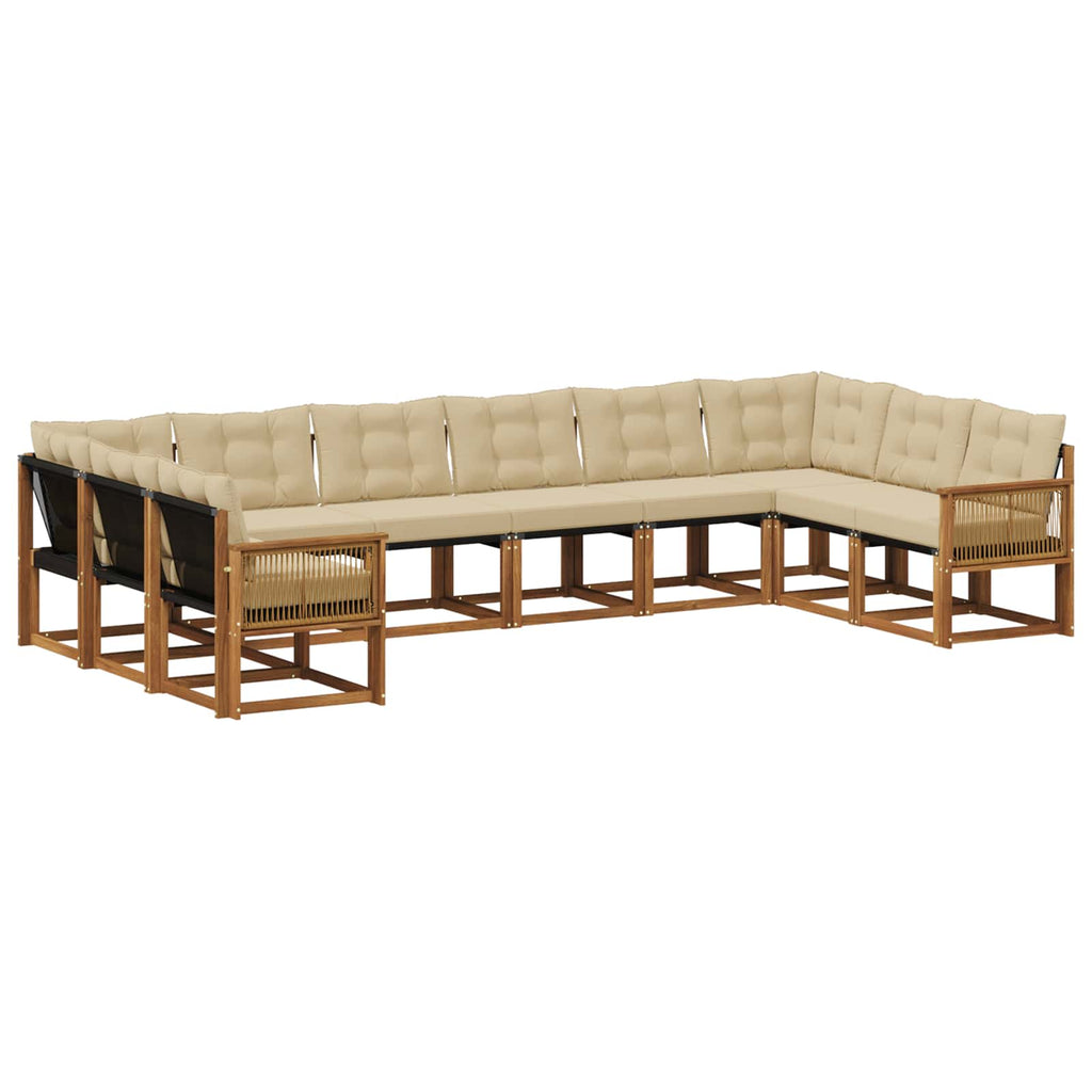 Outdoor-Sofagarnitur mit Kissen 10 pcs Natur und Beige