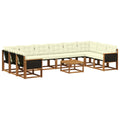 Outdoor-Sofagarnitur mit Kissen 11 pcs Natur und Creme