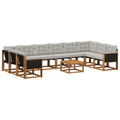 Outdoor-Sofagarnitur mit Kissen 11 pcs Natur und Hellgrau