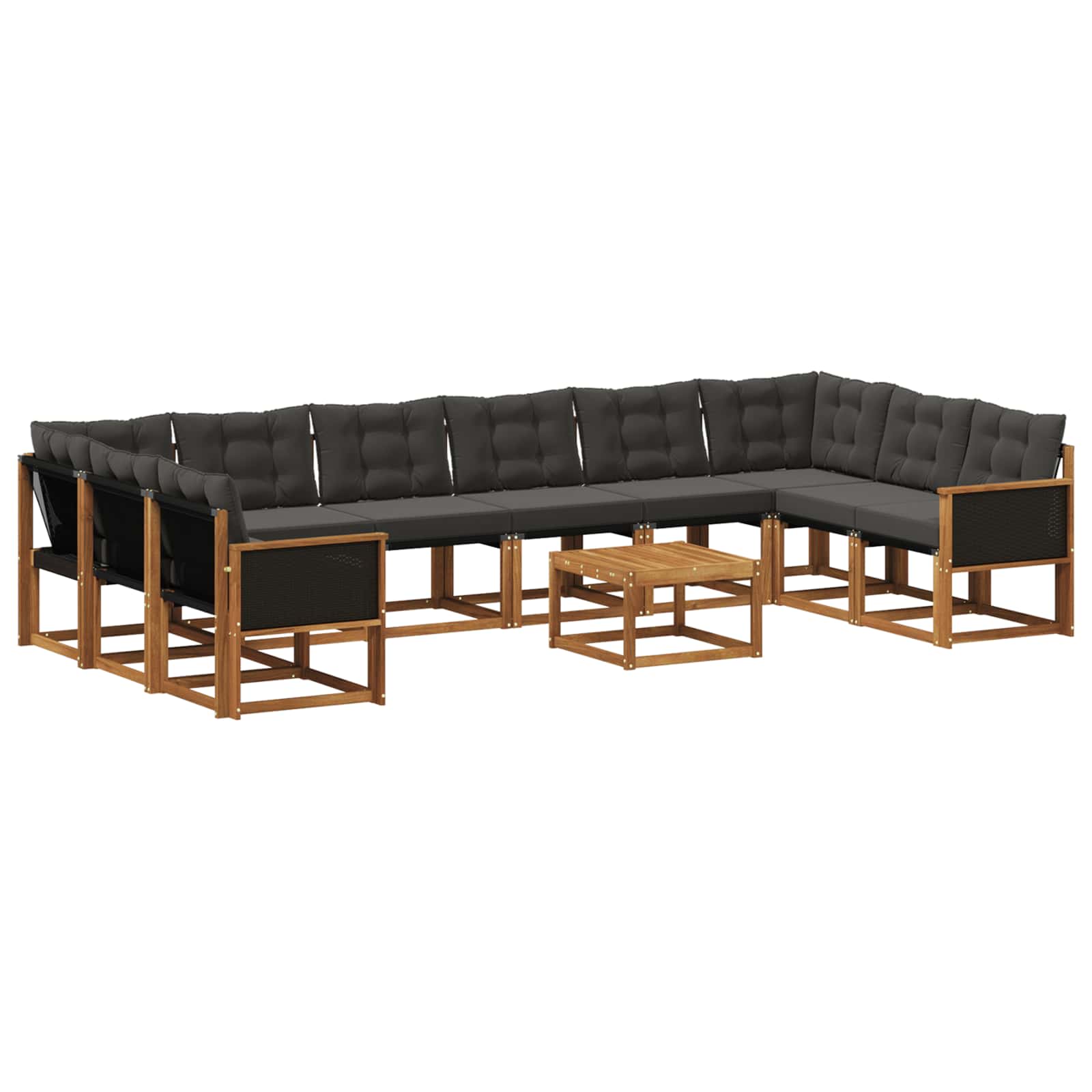Outdoor-Sofagarnitur mit Kissen 11 pcs Natürlich und Schwarz