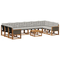 Outdoor-Sofagarnitur mit Kissen 11 pcs Natur und Hellgrau