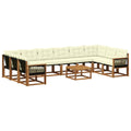 Outdoor-Sofagarnitur mit Kissen 11 pcs Natur und Creme