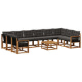 Outdoor-Sofagarnitur mit Kissen 11 pcs Natürlich und Schwarz