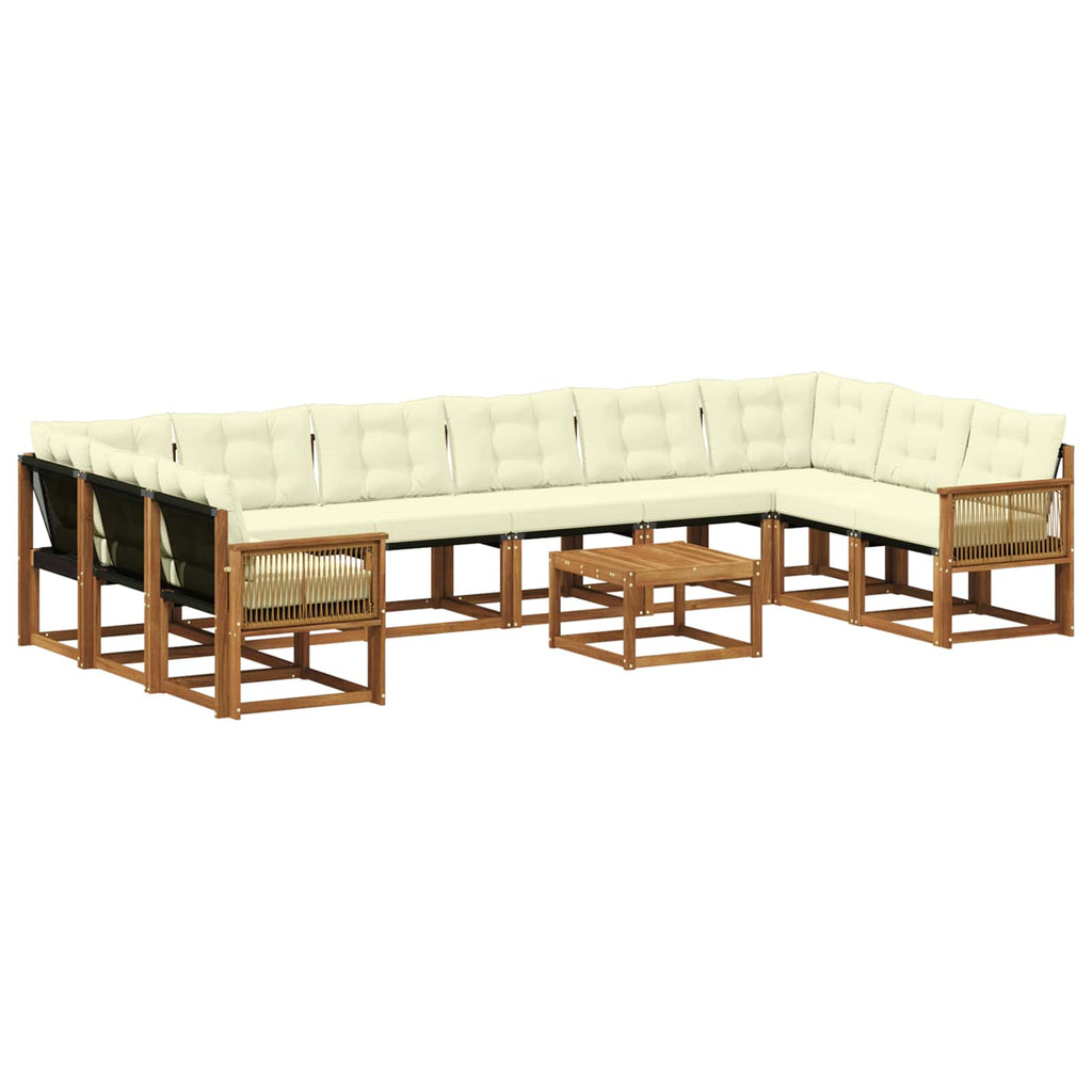 Outdoor-Sofagarnitur mit Kissen 11 pcs Natur und Creme