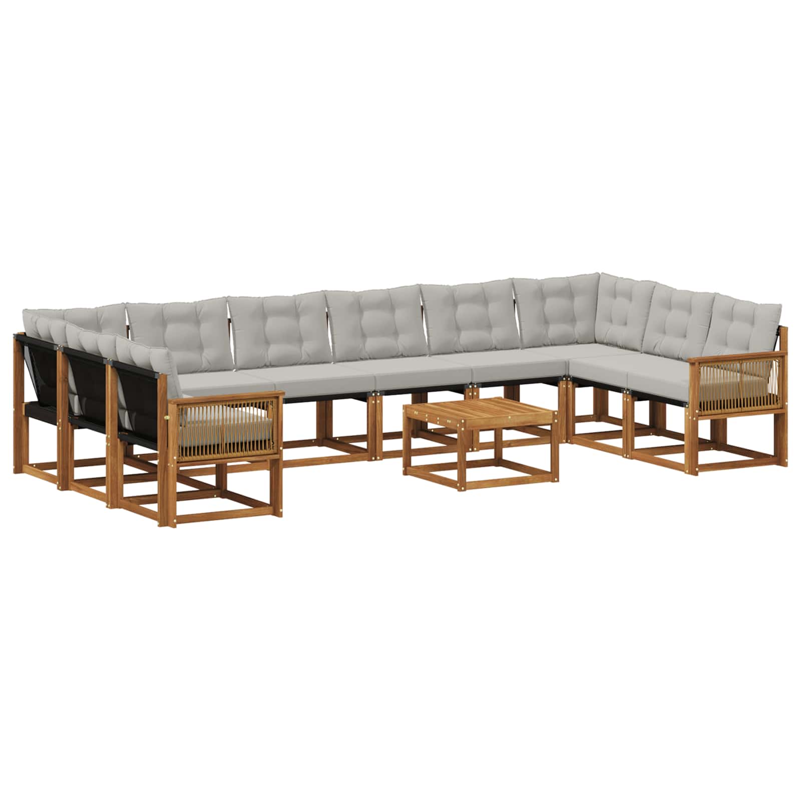 Outdoor-Sofagarnitur mit Kissen 11 pcs Natürlich und Hellgrau