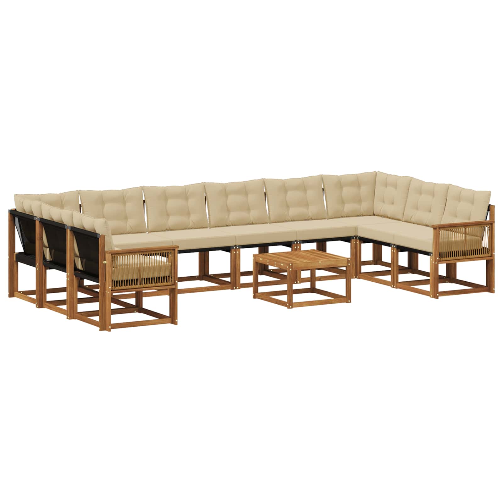 Outdoor-Sofagarnitur mit Kissen 11 pcs Natur und Beige