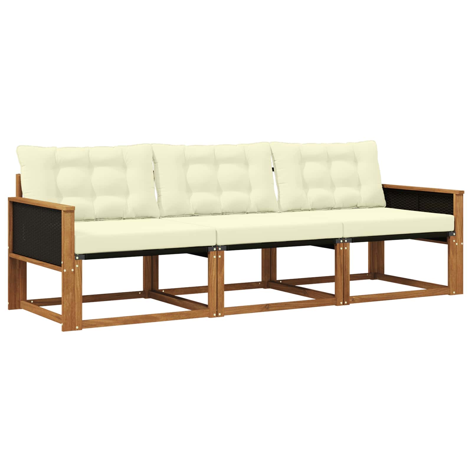 Outdoor-Sofagarnitur mit Kissen 3 pcs Natur und Creme