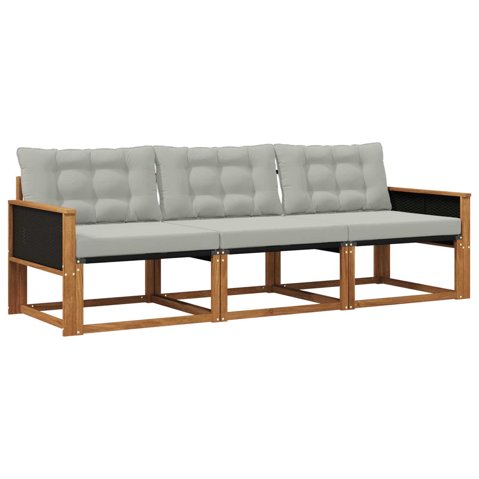 Outdoor-Sofagarnitur mit Kissen 3 pcs Natürlich und Hellgrau