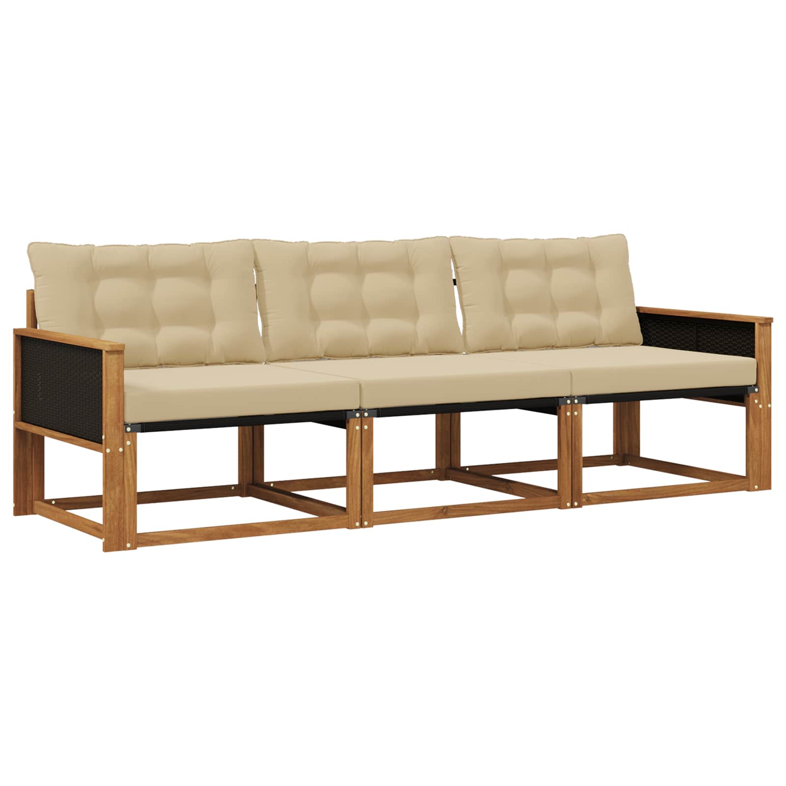 Outdoor-Sofagarnitur mit Kissen 3 pcs Natur und Beige