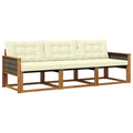Outdoor-Sofagarnitur mit Kissen 3 pcs Natur und Creme