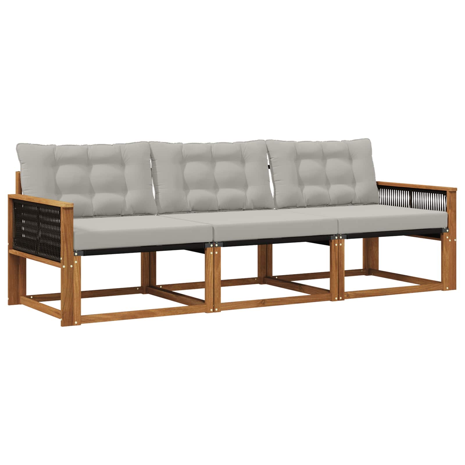 Outdoor-Sofagarnitur mit Kissen 3 pcs Natürlich und Hellgrau