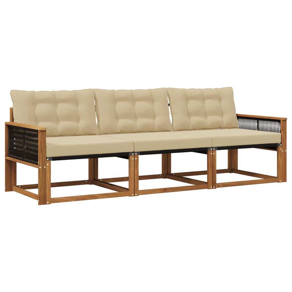 Outdoor-Sofagarnitur mit Kissen 3 pcs Natur und Beige