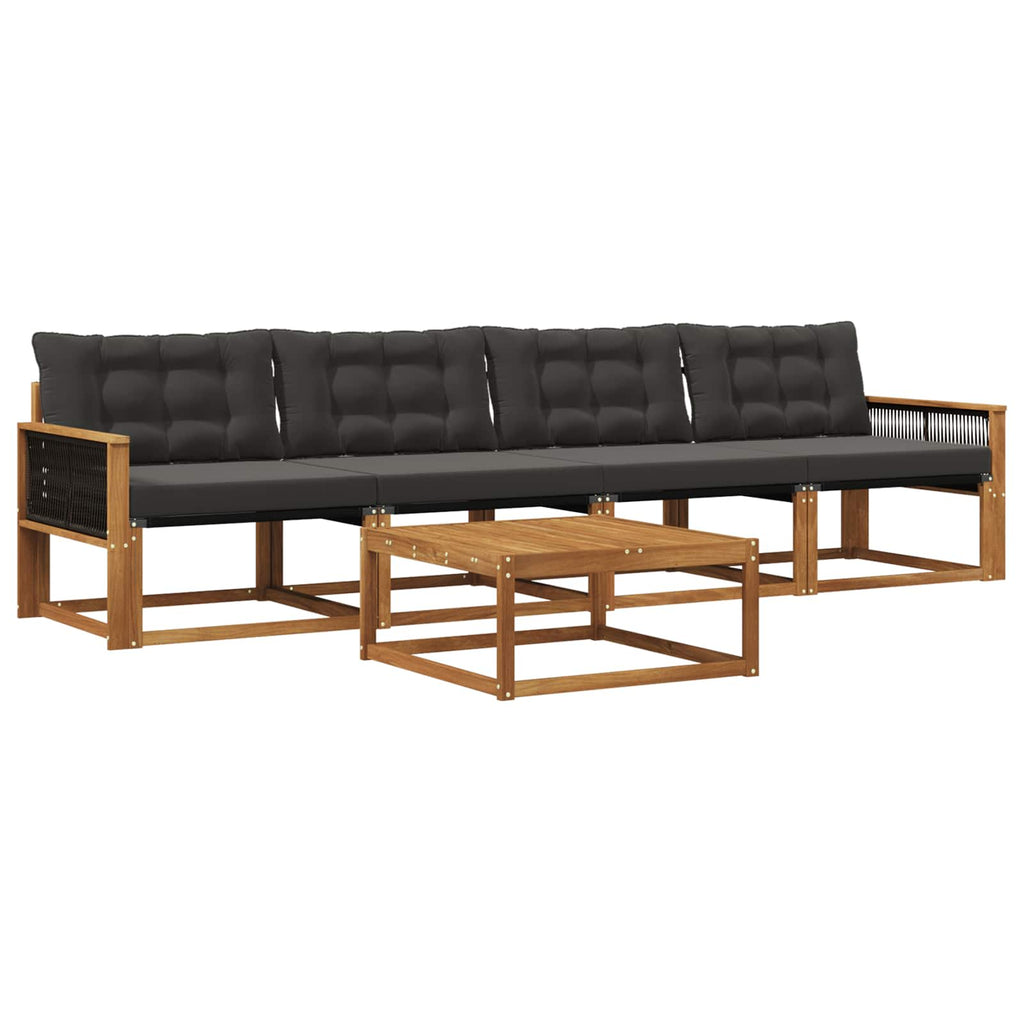 Outdoor-Sofagarnitur mit Kissen 5 pcs Natürlich und Schwarz
