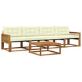 Outdoor-Sofagarnitur mit Kissen 5 pcs Natur und Creme