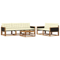Outdoor-Sofagarnitur mit Kissen 6 pcs Natur und Creme