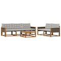 Outdoor-Sofagarnitur mit Kissen 6 pcs Natürlich und Hellgrau