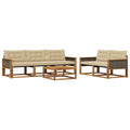 Outdoor-Sofagarnitur mit Kissen 6 pcs Natur und Beige