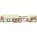 Outdoor-Sofagarnitur mit Kissen 6 pcs Natur und Creme