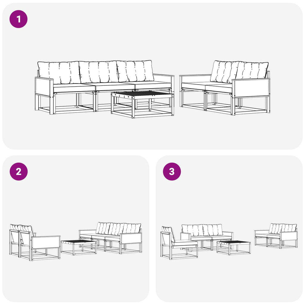 Outdoor-Sofagarnitur mit Kissen 6 pcs Natur und Creme