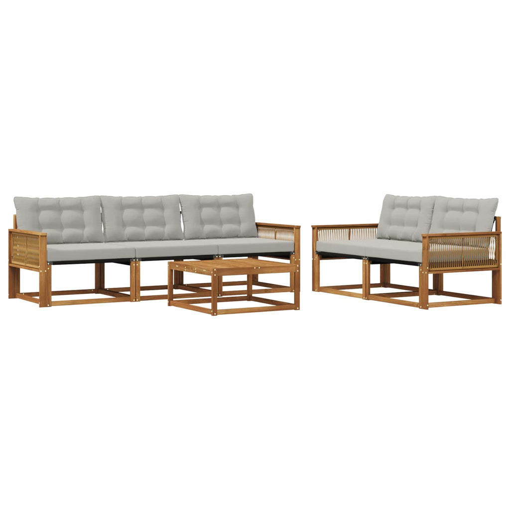 Outdoor-Sofagarnitur mit Kissen 6 pcs Natürlich und Hellgrau